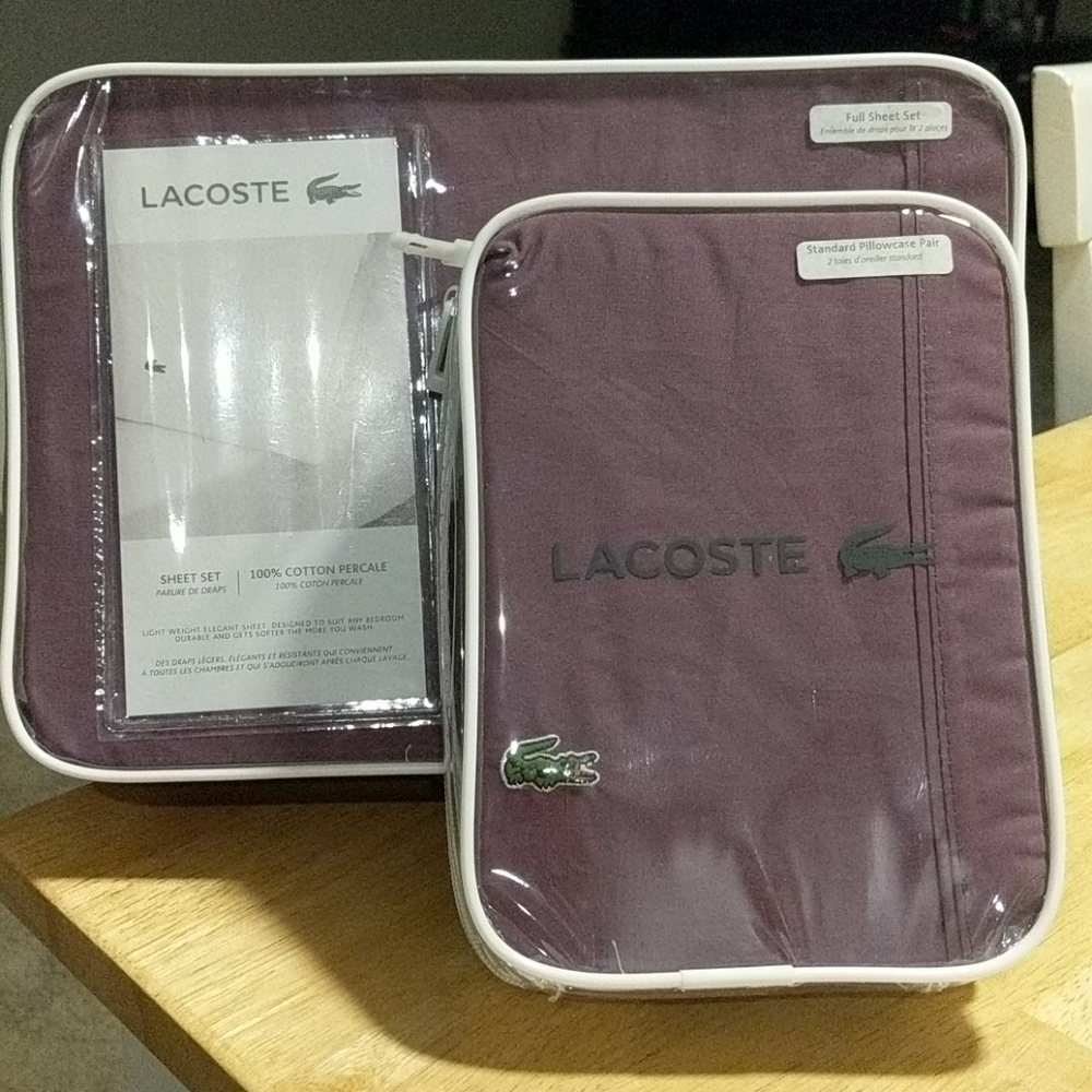 Lacoste Full Size Percale Solid Sheet Set +
